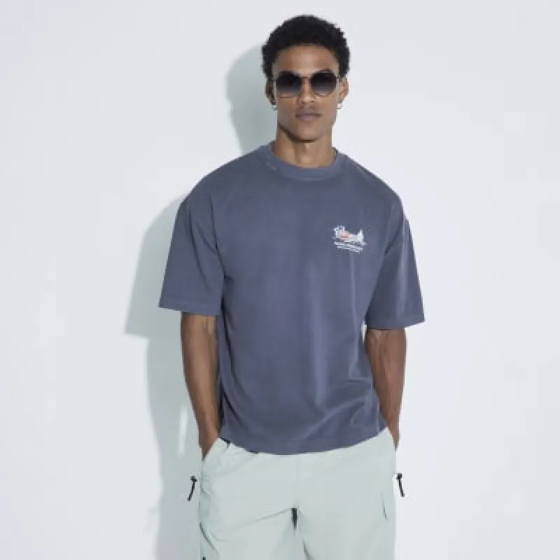 Black Short Sleeve Pacific Seashell T-shirt sold by River Island