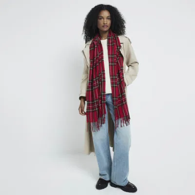 Red Check Scarf sold by River Island