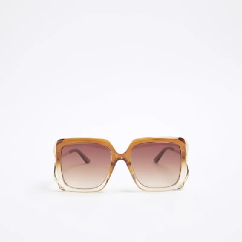 Brown Square Cut Out Sunglasses sold by River Island