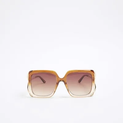 Brown Square Cut Out Sunglasses sold by River Island