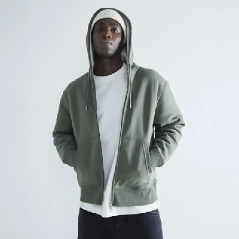 Khaki Regular Fit Borg Lined Hoodie sold by River Island