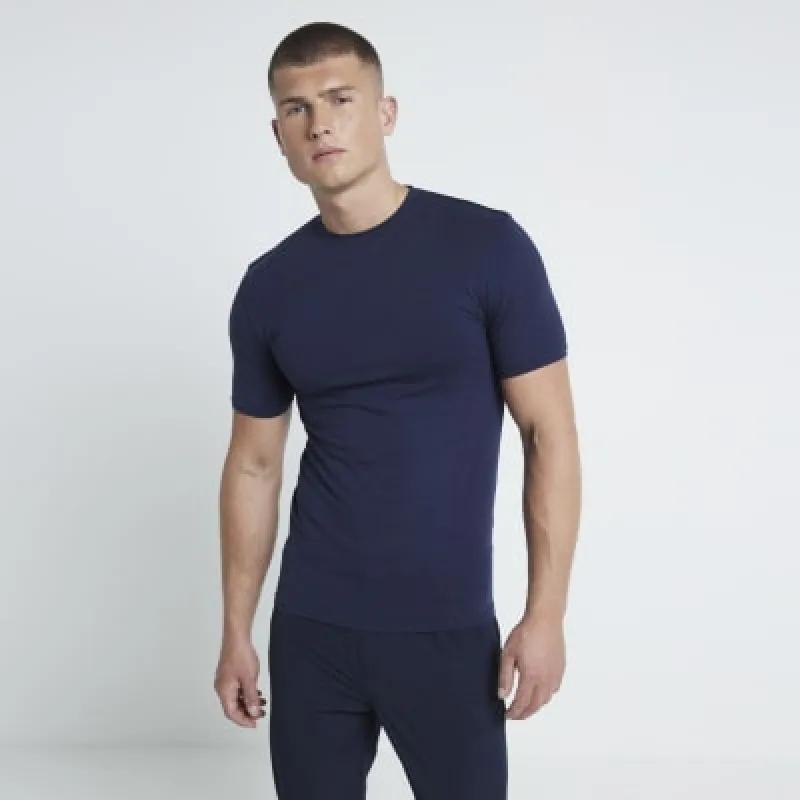 Navy Muscle Fit RI Studio T-Shirt sold by River Island