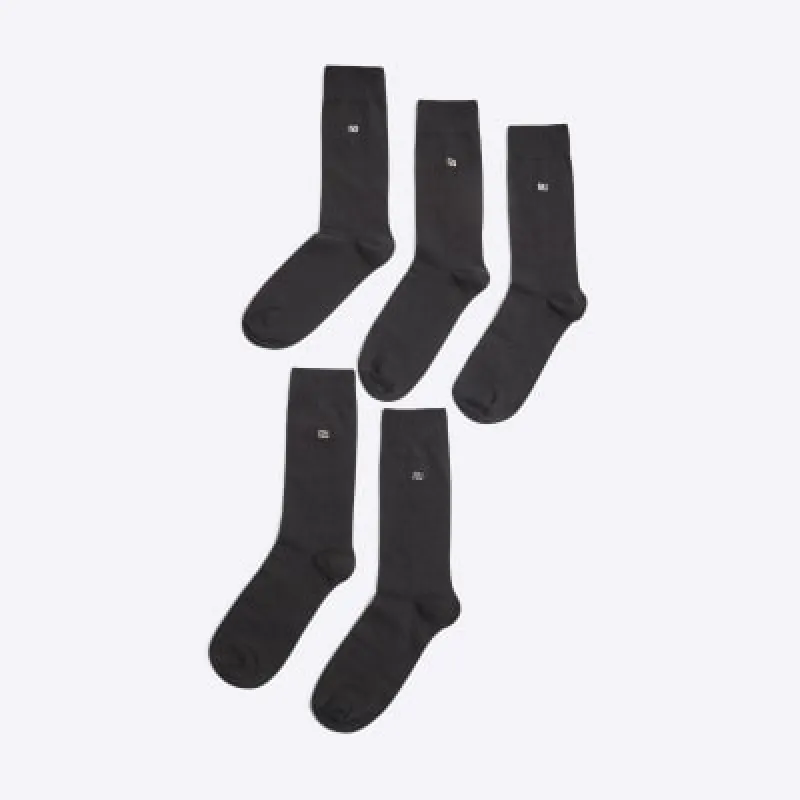 Black 5 Pack Metallic Embroidered RI Socks sold by River Island