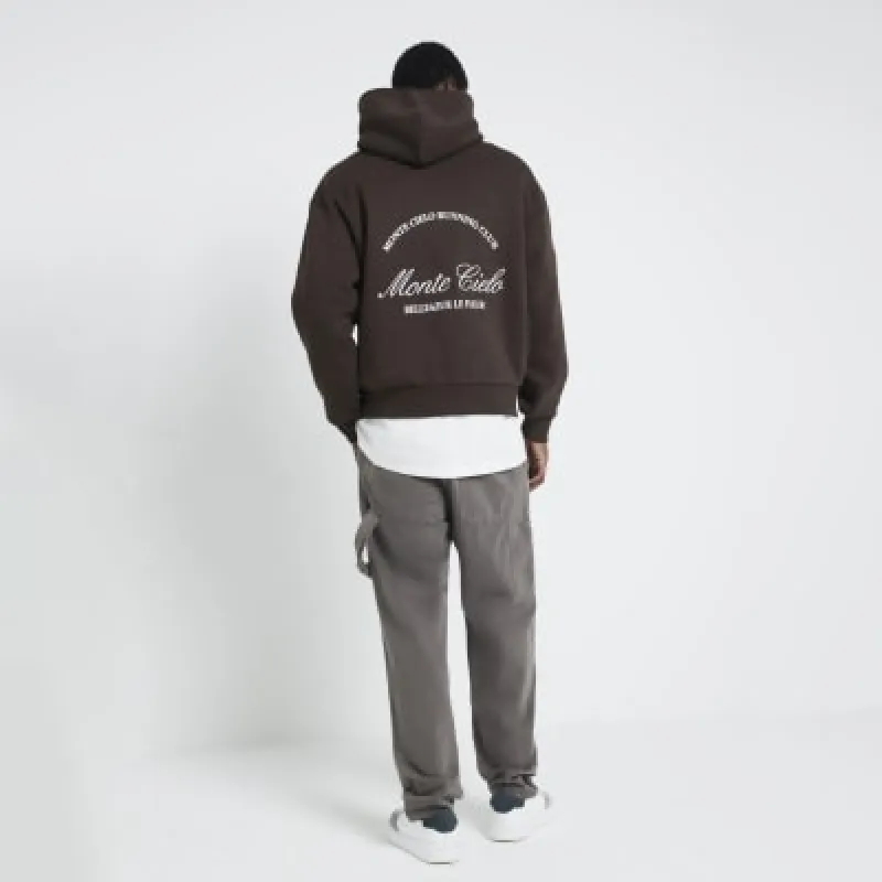 Brown Oversized Fit Monte Cielo Hoodie made by River Island