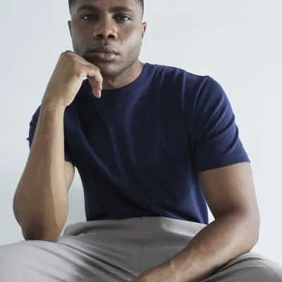 Navy Slim Fit Short Sleeve RI Studio T-Shirt sold by River Island