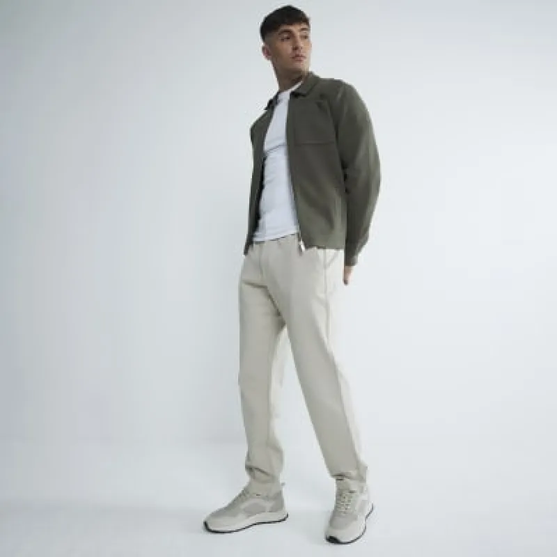Stone Slim Fit Pull On Twill Joggers sold by River Island