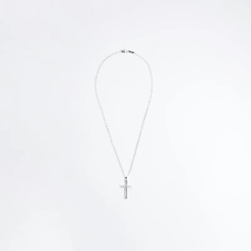 Silver colour cross pendant necklace sold by River Island