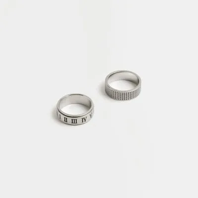 Silver Colour stainless steel Rings Multipack sold by River Island