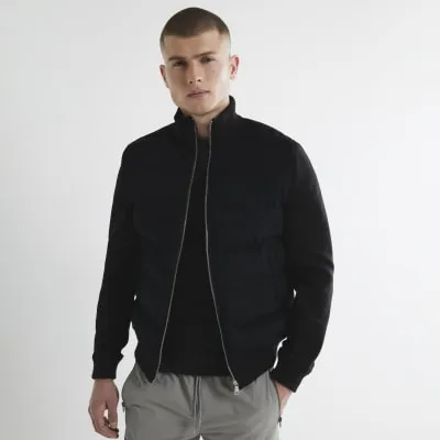 Black Faux Suede Hybrid Jacket sold by River Island