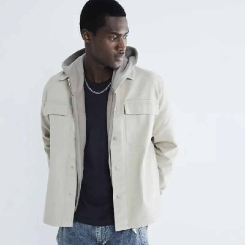 Stone Twill Long sleeve Overshirt sold by River Island