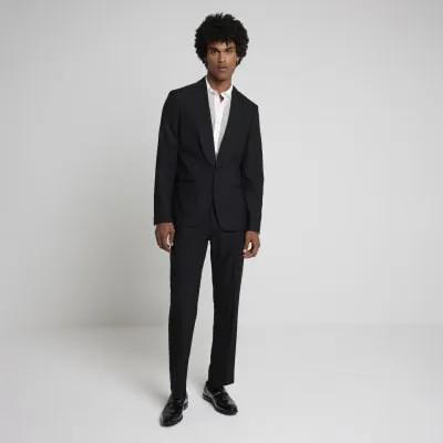 Black Slim Fit Tuxedo Suit Jacket sold by River Island
