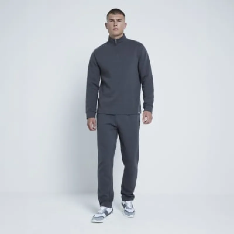 Grey  Slim Fit Jacquard Joggers sold by River Island
