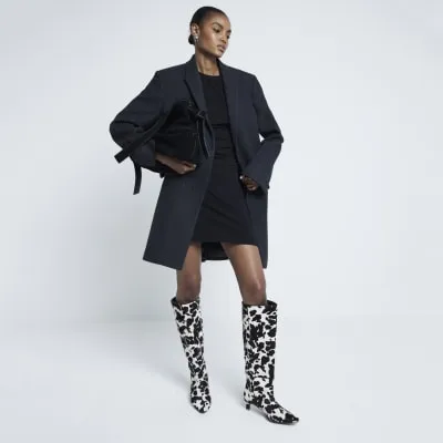 Black Short Sleeve Ruched Mini Dress sold by River Island