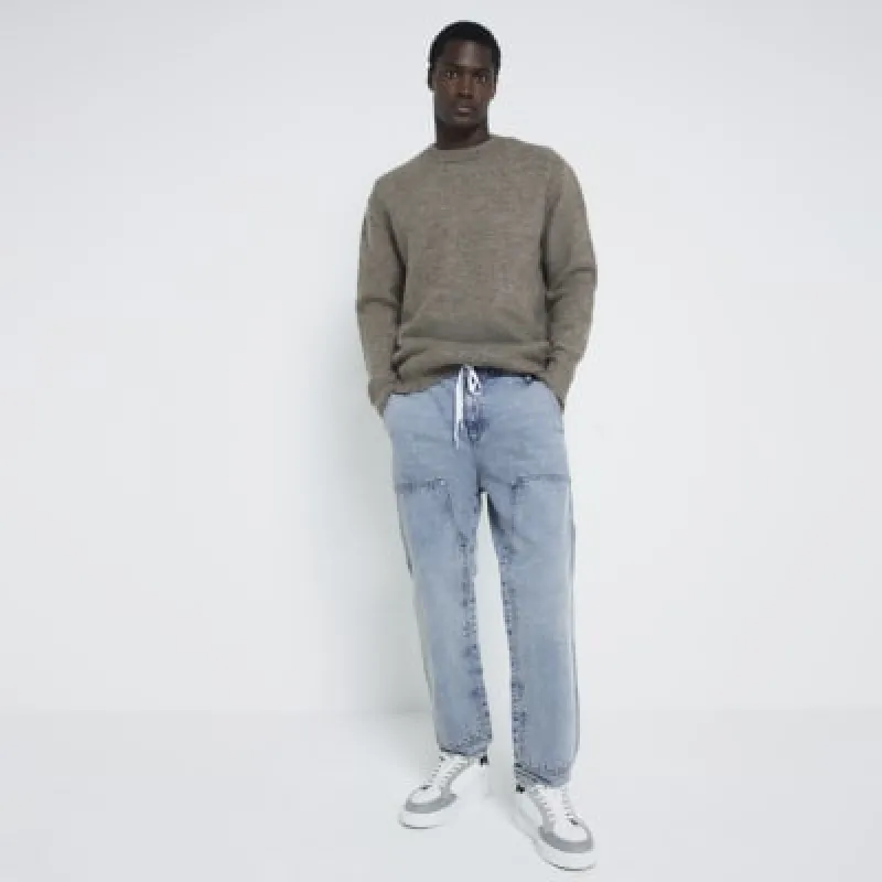 Brown relaxed fit crew neck jumper sold by River Island