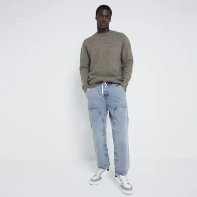 Brown relaxed fit crew neck jumper sold by River Island