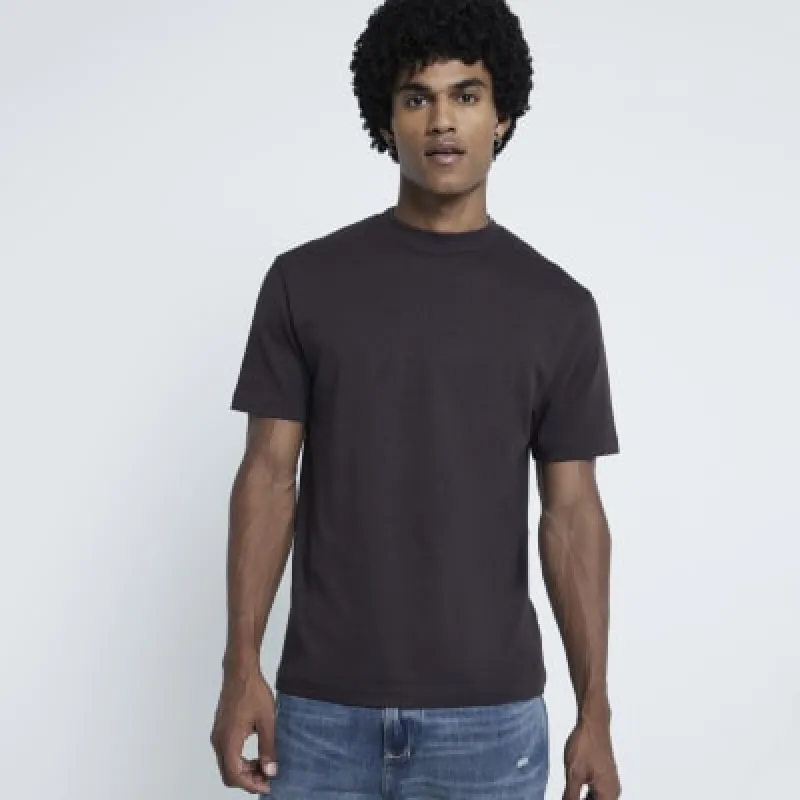 Brown Slim Fit RI Studio T-Shirt sold by River Island