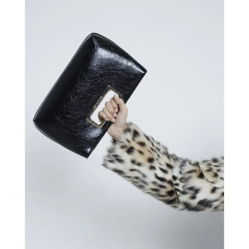 Black Metal Handle Clutch Bag sold by River Island