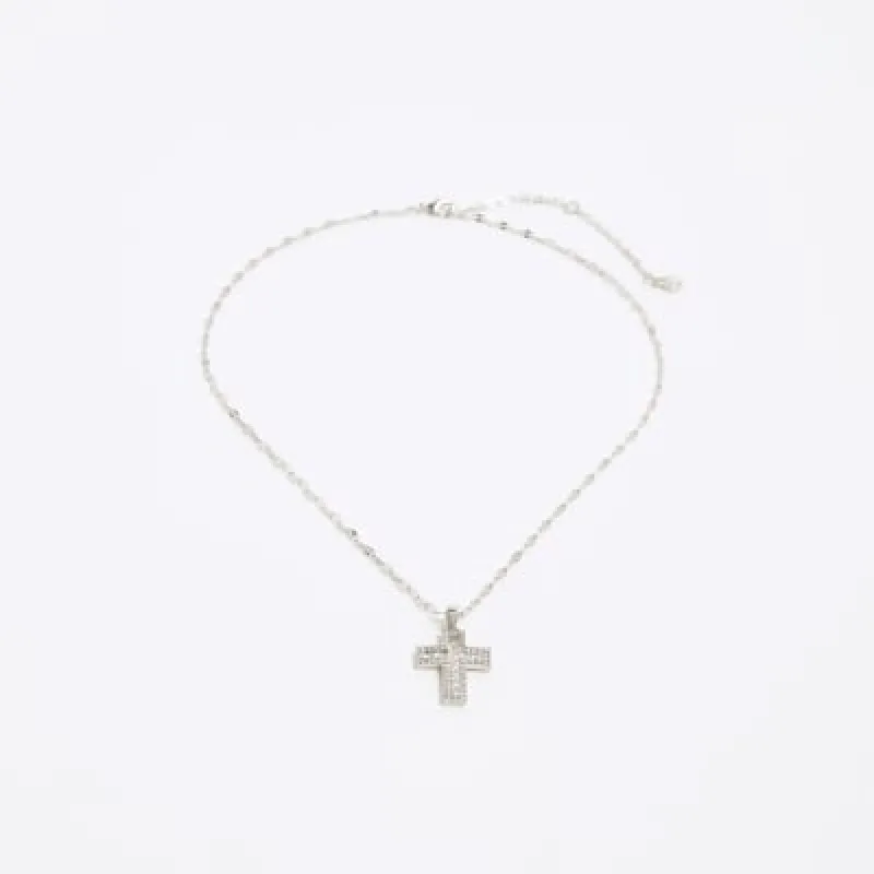 Silver Cross Necklace sold by River Island