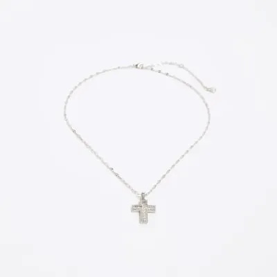 Silver Cross Necklace sold by River Island