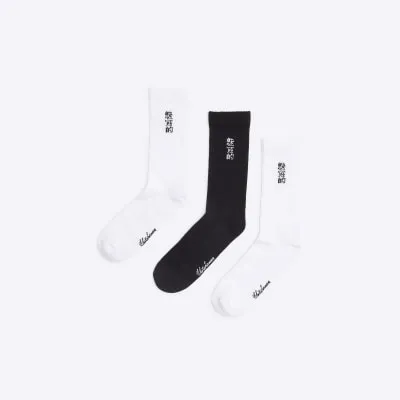 White 3 Pack Print Tube Socks sold by River Island