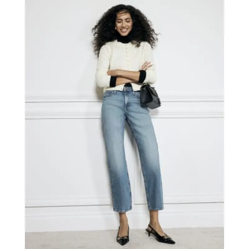 Blue High Waisted Straight Leg Crop Jeans sold by River Island