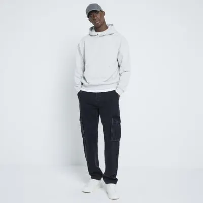 Grey Boxy Fit Hoodie sold by River Island