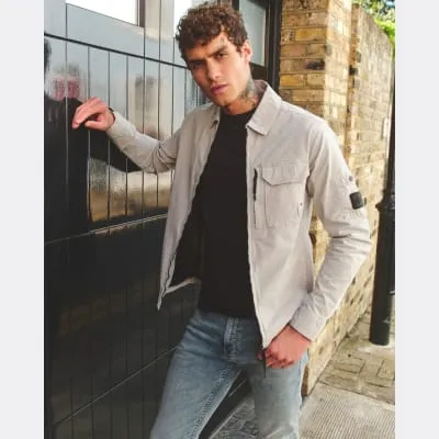 Grey Long Sleeve Utility Pocket Shacket sold by River Island