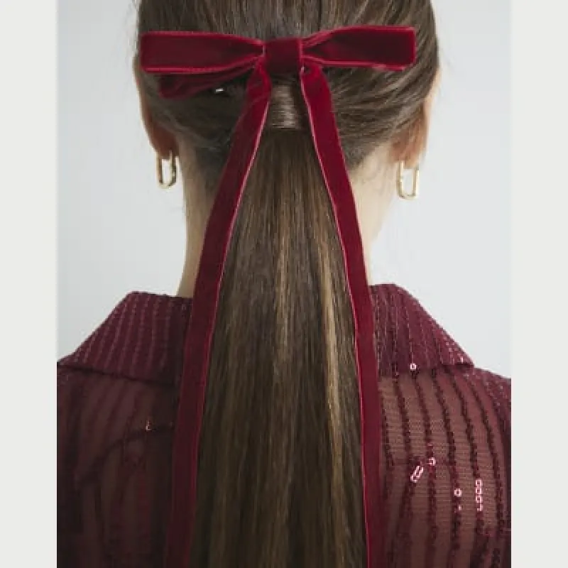 Burgundy Velvet Skinny Bow sold by River Island