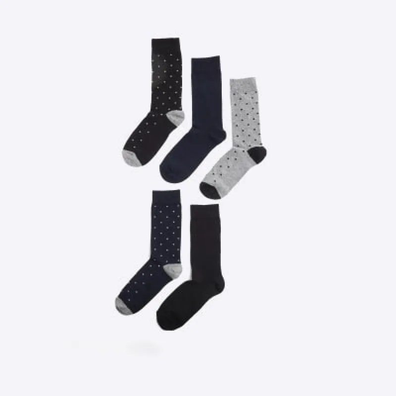 5PK Blue Spot Ankle Socks sold by River Island