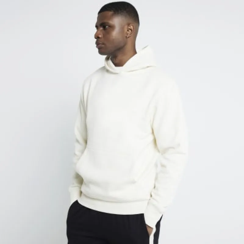 Ecru Essential Front Pocket Hoodie sold by River Island