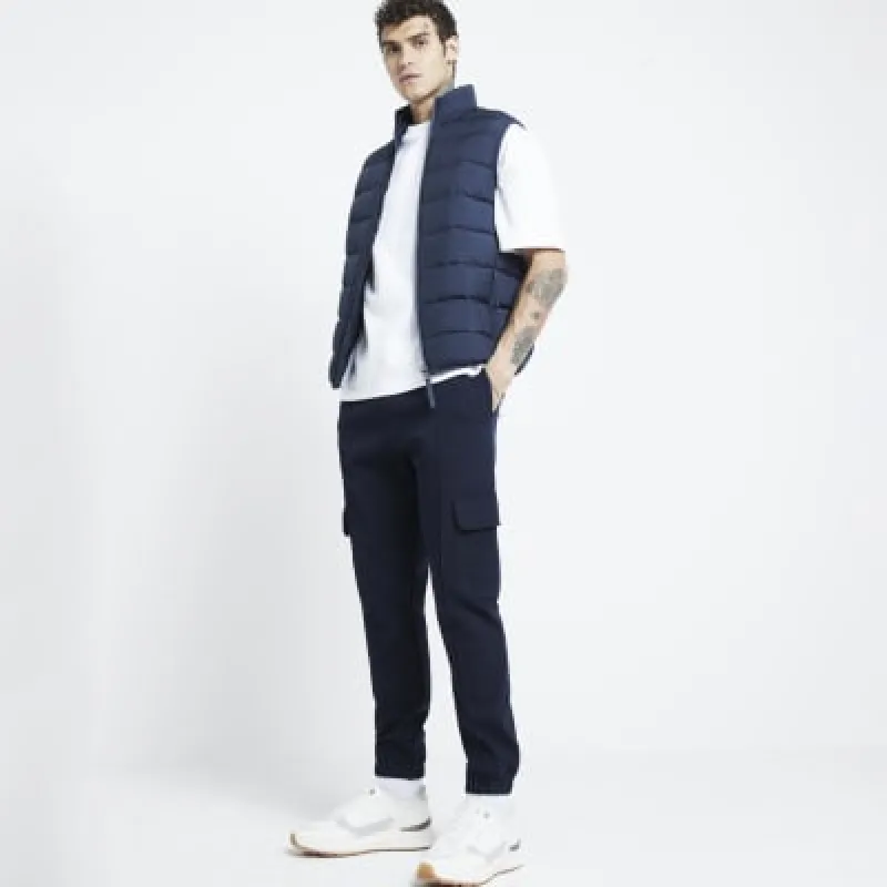 Navy Regular Fit Quilted Gilet sold by River Island