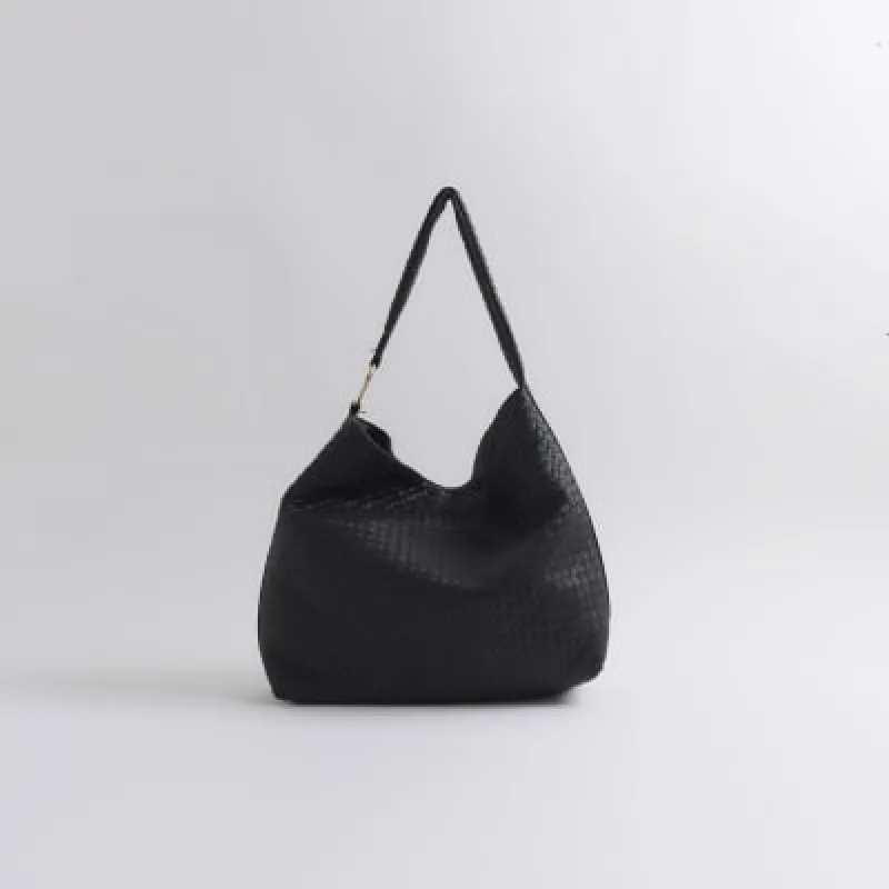 Black Woven Slouch Tote Bag sold by River Island