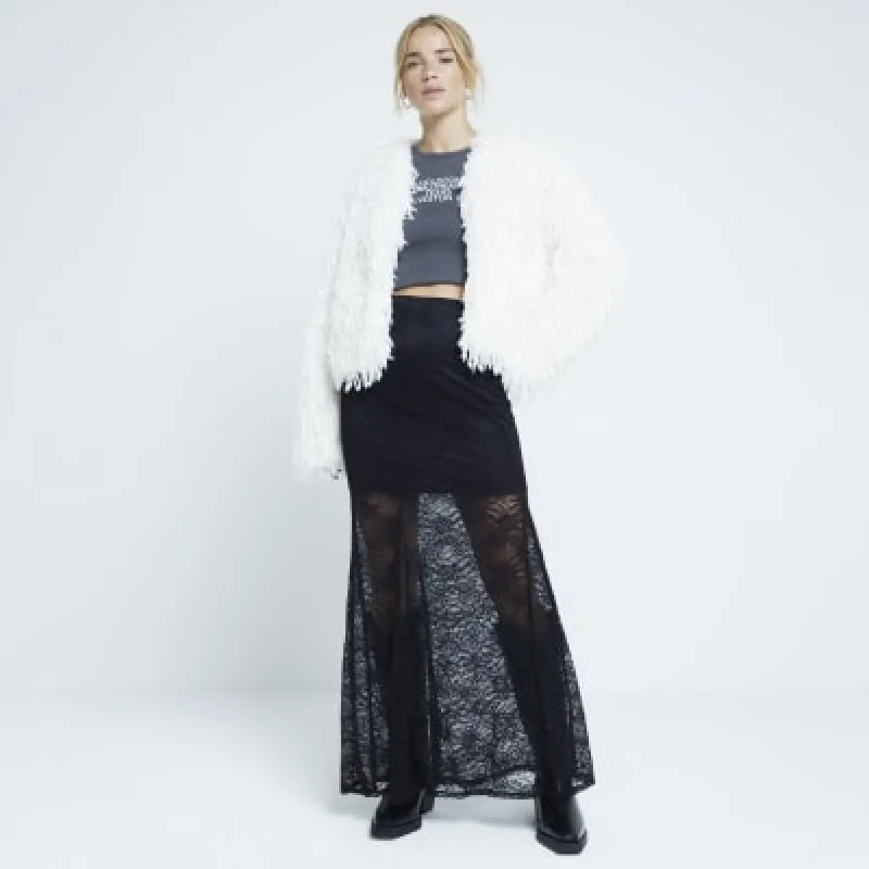 Cream feather trophy jacket sold by River Island