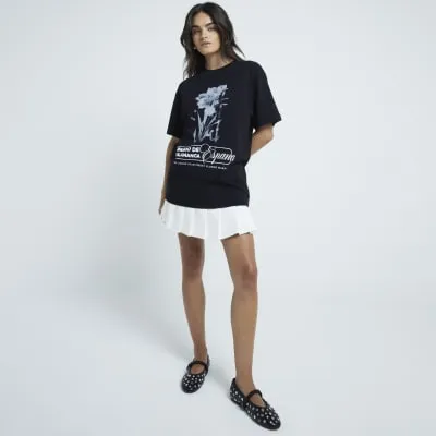 Black Floral Graphic Oversized T-Shirt sold by River Island