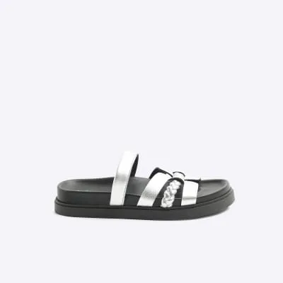 Silver Cut Out Sandals sold by River Island