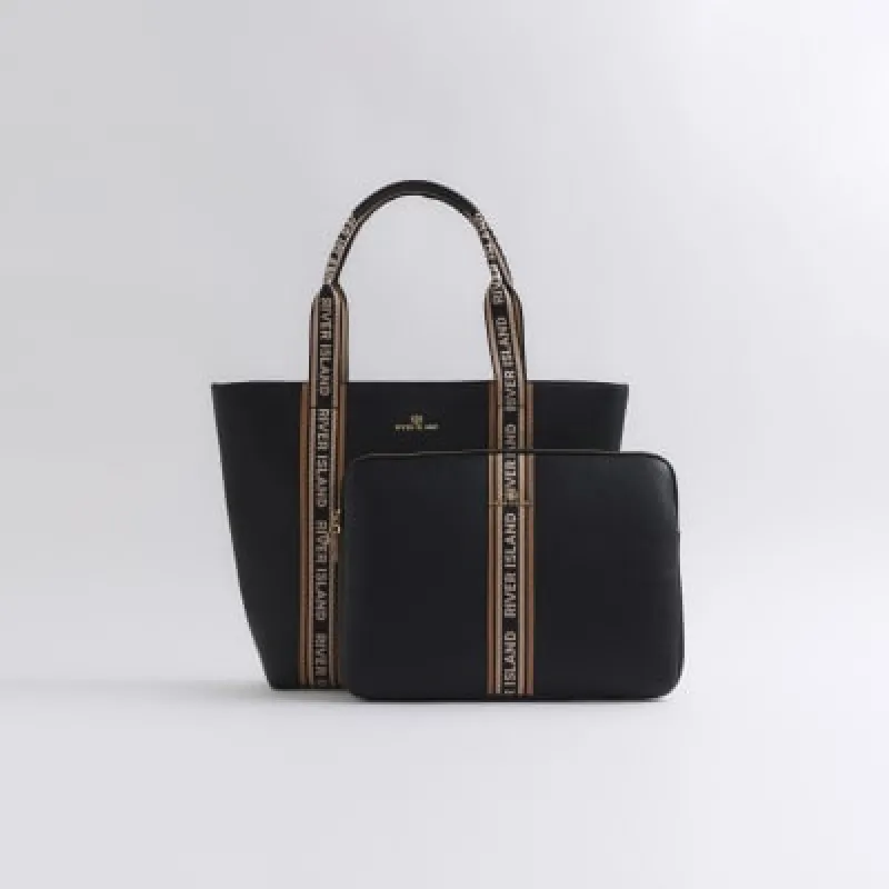 Black webbing shopper and laptop case bundle sold by River Island