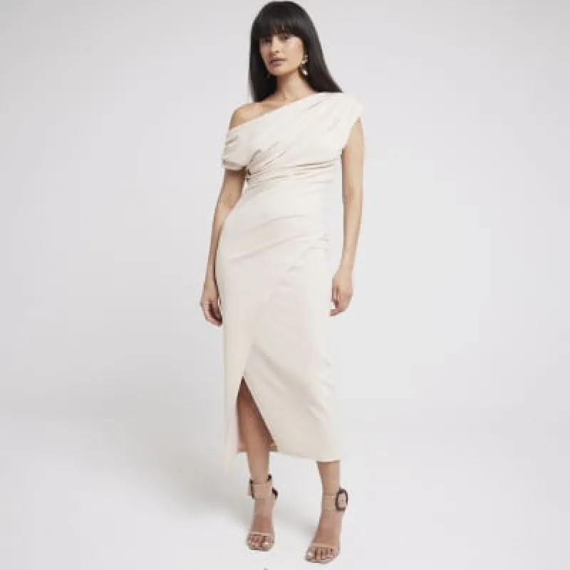 Stone Drape Off Shoulder Bodycon Midi Dress sold by River Island