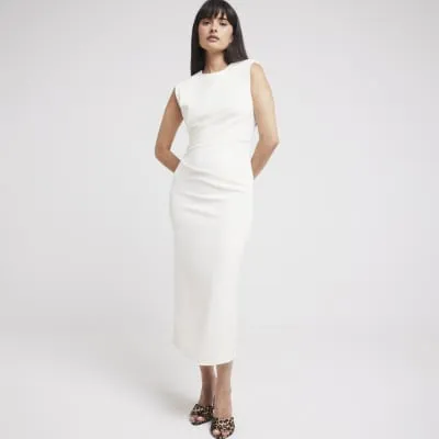 Cream Drape Shift Midi Dress sold by River Island