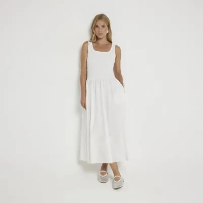 White hybrid skater midi dress sold by River Island