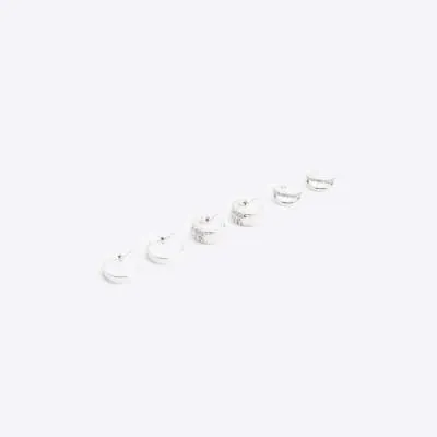 Silver hoop and cuff earrings multipack sold by River Island