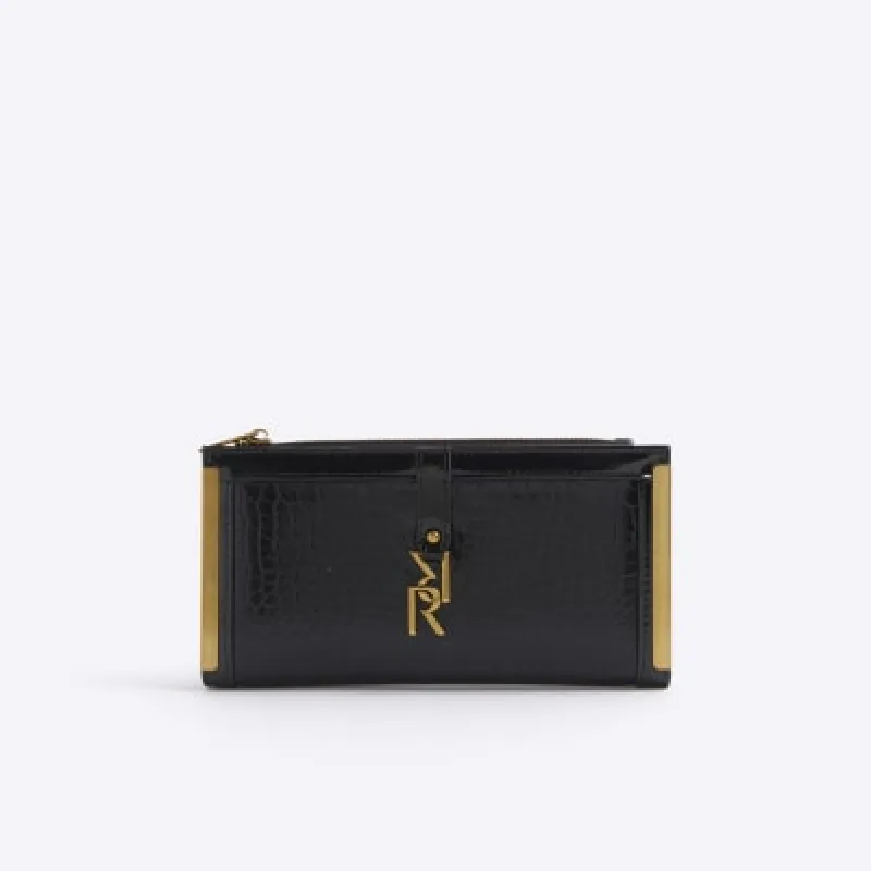 Black croc embossed purse sold by River Island