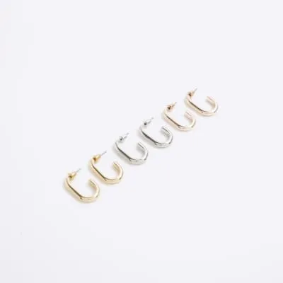 Gold round hoop earrings multipack sold by River Island