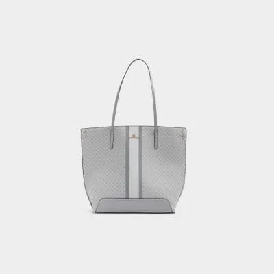 Grey RI monogram stripe tote bag sold by River Island