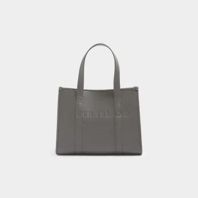 Grey Faux Leather Embossed Shopper Bag sold by River Island