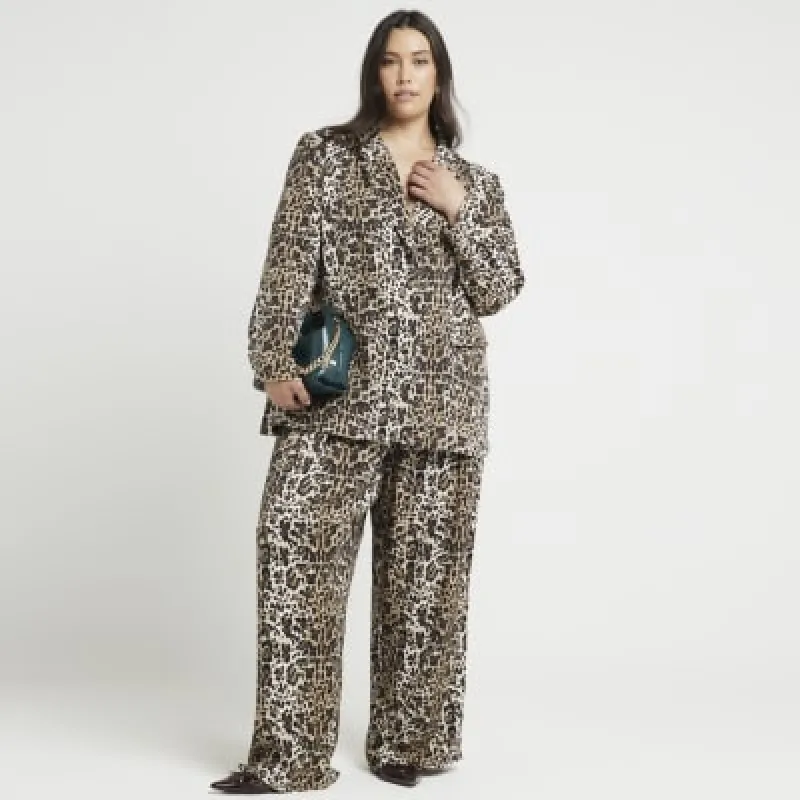 Plus brown leopard print blazer sold by River Island