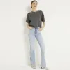 Blue high waisted flared jeans sold by River Island