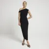 Black off shoulder bodycon midi dress sold by River Island