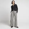 Black Stripe Wide Leg Pleated Trousers sold by River Island