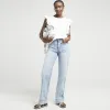 White Eyelet Fringe Top sold by River Island