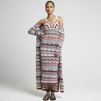 Purple chevron bodycon midi dress sold by River Island